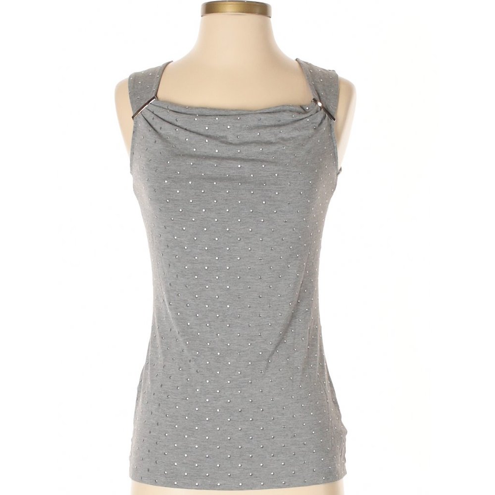 White House Black Market Gray Studded Top XS